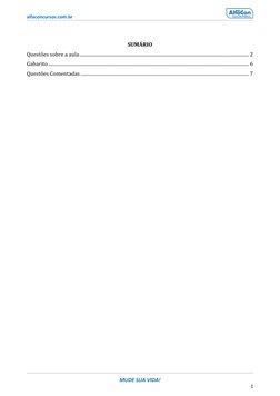 (https://www.alfaconcursos.com.br/)alfaconcursos.com.br 
 
MUDE SUA VIDA! 
1 
 
 
SUMÁRIO 
Questões sobre a aula ...........
