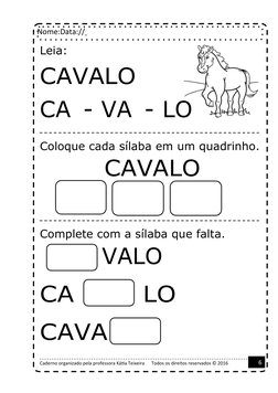 Projeto de Alfabetização: Palavra: Cavalo | PDF | Alfabetização | Escrita
