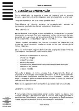 Gestão da Manutenção 
____________________________________________________________ 
 
_______________________________________