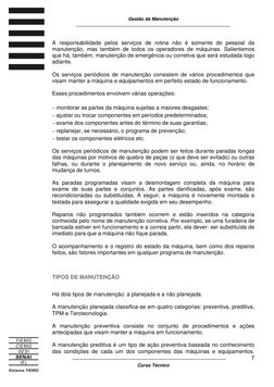 Gestão da Manutenção 
____________________________________________________________ 
 
_______________________________________