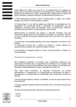 Gestão da Manutenção 
____________________________________________________________ 
 
_______________________________________