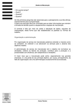 Gestão da Manutenção 
____________________________________________________________ 
 
_______________________________________