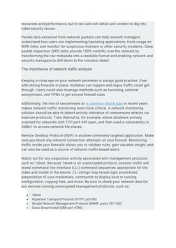 resources and performance, but it can lack rich detail and context to dig into 
cybersecurity issues.
Packet data extracted f
