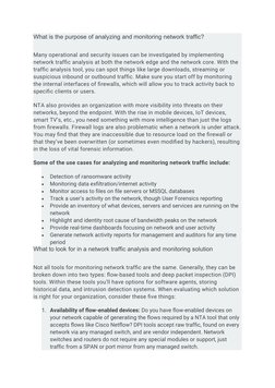 What is the purpose of analyzing and monitoring network traffic?
Many operational and security issues can be investigated by