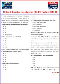Order & Ranking Questions for SBI PO Prelims 2020-21 
 
 
 
 
 
Y is junior to Z and senior to O. N is senior to O and who 
i
