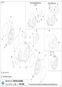 CENTRAL HOUSING
113
113-01-0001
2012-09-14
DANA ITALIA S.P.A.
TECHNICAL  DOCUMENTATION
Type
Tav.
1
2
2
3
3
3
3
5
6
7
8
9
10
1