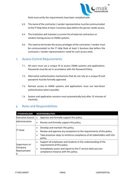 IT DOCUMENT 
VMAK 
CONFIDENTIAL 
Desk must verify the requirements have been complied with. 
 
6.3. The name of the contrac