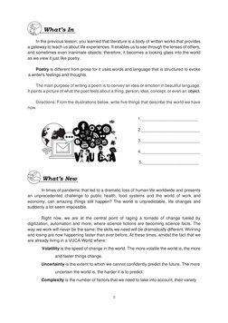 5 
 
 
 
In the previous lesson, you learned that literature is a body of written works that provides 
a gateway to teach us