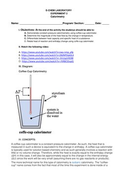 Coffee Cup Calorimetry Experiment | PDF | Heat | Calorimetry