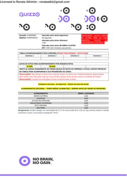 Duração: 4 SEMANAS 
Objetivo: HIPERTROFIA 
Intervalo entre séries