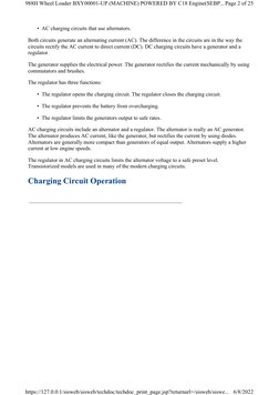 • AC charging circuits that use alternators.
Both circuits generate an alternating current (AC). The difference in the circui