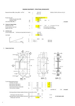 RIGGING EQUIPMENT - STRUCTURAL DESIGN NOTE
Required Nominal MBL of sling, MBLr > γsf*Fsd
MBLr
=
250.2 MT
DNVGL-ST-N001 (2016)