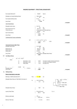 RIGGING EQUIPMENT - STRUCTURAL DESIGN NOTE
Out-of-plane Moment M
=
138.267
kips-in.
Allowable out-of-plane Bending Stress
=
0