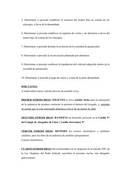 5. Determinar si procede establecer la tenencia del menor hijo en común de los
cónyuges, a favor de la demandada.
6. Determin