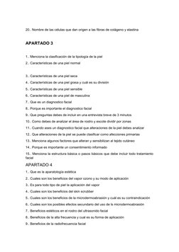 20.. Nombre de las células que dan origen a las fibras de colágeno y elastina
APARTADO 3
1.. Menciona la clasificación de la