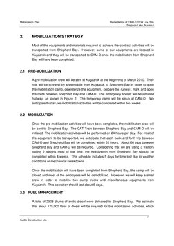 Mobilization Plan 
 
Remediation of CAM-D DEW Line Site 
 
 
Simpson Lake, Nunavut 
 
2 
Kudlik Construction Ltd. 
 
22..  
M