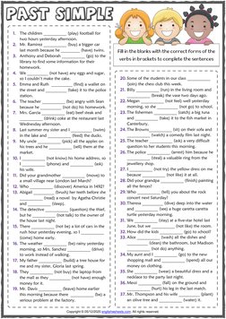 Past Simple Tense Esl Printable Gap Fill Exercise Worksheet | PDF