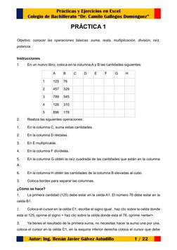 Prácticas y Ejercicios en Excel 
Colegio de Bachillerato “Dr. Camilo Gallegos Domínguez” 
Autor: Ing. Renán Javier Gálvez Ast