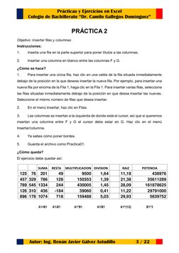 Prácticas y Ejercicios en Excel 
Colegio de Bachillerato “Dr. Camilo Gallegos Domínguez” 
Autor: Ing. Renán Javier Gálvez Ast