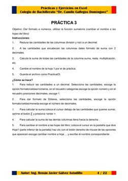 Prácticas y Ejercicios en Excel 
Colegio de Bachillerato “Dr. Camilo Gallegos Domínguez” 
Autor: Ing. Renán Javier Gálvez Ast