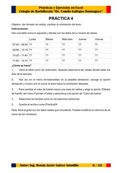 Prácticas y Ejercicios en Excel 
Colegio de Bachillerato “Dr. Camilo Gallegos Domínguez” 
Autor: Ing. Renán Javier Gálvez Ast
