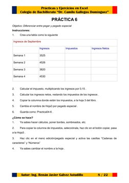 Prácticas y Ejercicios en Excel 
Colegio de Bachillerato “Dr. Camilo Gallegos Domínguez” 
Autor: Ing. Renán Javier Gálvez Ast