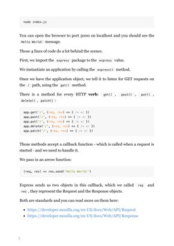5
node index.js 
You can open the browser to port 3000 on localhost and you should see the
Hello World!  message.
Those 4 lin