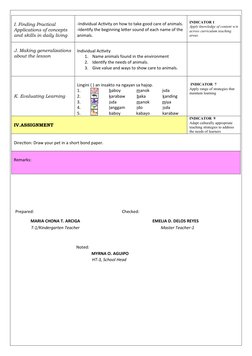 Kindergarten Lesson Plan: Animals | PDF | Learning | Teaching Method