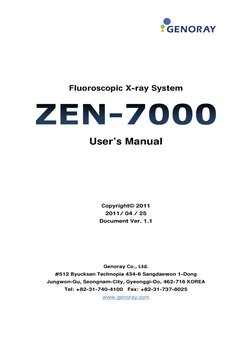 Fluoroscopic X-ray System 
 
 
 
User’s Manual 
 
 
 
 
 
 
 
Copyright© 2011 
2011/ 04 / 25 
Document Ver. 1