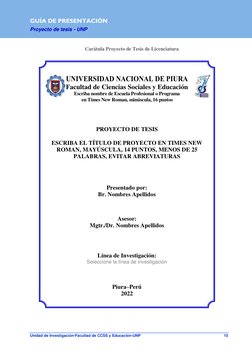 Guía para Proyecto de Tesis UNP | PDF | Teoría | Hipótesis