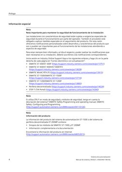 Prólogo
 
Sistema de automatización 
4
Manual de sistema, 09/2021, A5E03461184-AG 
Información especial
 
Nota
Nota important
