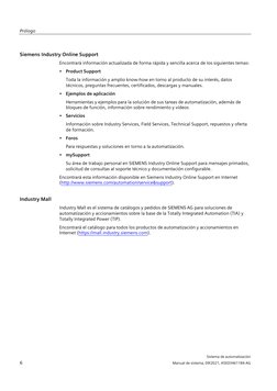 Prólogo
 
Sistema de automatización 
6
Manual de sistema, 09/2021, A5E03461184-AG 
Siemens Industry Online Support
Encontrará
