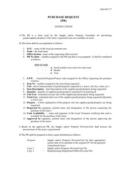 LGU Purchase Request Form Guidelines | PDF