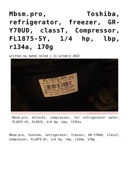 Toshiba GR-Y70UD Compressor Specs | PDF