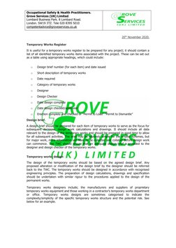 Occupational Safety & Health Practitioners. 
Grove Services (UK) Limited.  
Lombard Business Park. 8 Lombard Road. 
London. S