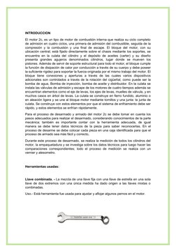 INTRODUCCION
El motor 2c, es un tipo de motor de combustión interna que realiza su ciclo completo
de admisión en cuatro ciclo