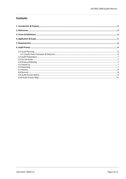 ISO 9001:2008 Quality Manual 
 
 
  Document: QSP8.2.2 
 
Page 4 of 11 
 
 
Contents 
 
1. Introduction & Purpose .........
