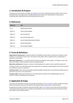 ISO 9001:2008 Quality Manual 
 
 
  Document: QSP8.2.2 
 
Page 5 of 11 
 
 
1. Introduction & Purpose 
The purpose of this
