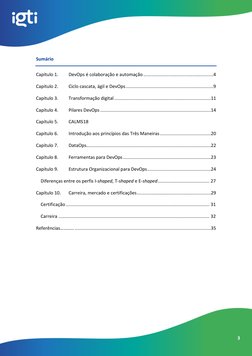 3 
Sumário 
Capítulo 1. 
DevOps é colaboração e automação ....................................................... 4 
Ca