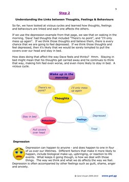 © Carol Vivyan 2009-2010      www.get.gg 
9 
Step 2 
Understanding the Links between Thoughts, Feelings & Behaviou