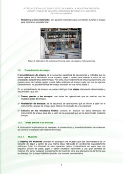 INTRODUCCIÓN A LOS ENSAYOS DE CALIDAD EN LA INDUSTRIA PAPELERA 
Unidad 1. Ensayos de laboratorio. Metodología de trabajo en u
