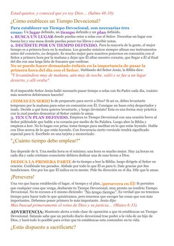 Estad quietos, y conoced que yo soy Dios… (Salmo 46:10).
¿Cómo estableces un Tiempo Devocional?
Para establecer un Tiempo Dev