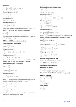 Mechanics
Comparing equations
From equation
Integrating equation
Using given boundary conditions in equation 
 i.e. 
 
and
,