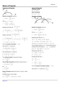 Mechanics
Motion of Projectile
Trajectory of Projectile
Equation of projectile is given as:
Here
Multiplying both sides with