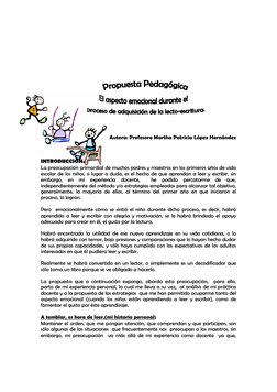 Autora: Profesora Martha Patricia López Hernández 
 
 
 
INTRODUCCIÓN. 
La preocupación primordial de