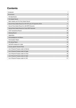 Contents
Introduction
1
File structure
2
File Specification
3
File Header Record
4
Batch Header and First Party Deta