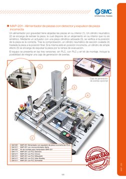 MAP-201 - Alimentador de piezas con detector y expulsor de pieza 
incorrecta
Un alimentador por gravedad tiene alojadas las p