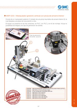 MAP-203 - Manipulador giratorio vertical con pinza de amarre interior
Consta de un manipulador giratorio (1) dotado de una pi
