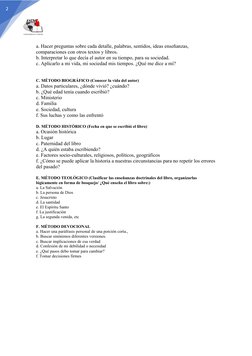 2
 
a. Hacer preguntas sobre cada detalle, palabras, sentidos, ideas enseñanzas, 
comparaciones con otros textos y libros.
b.