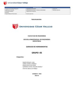 Guía de ejercicios 
 
 
 
 
 
 
FACULTAD DE INGENIERIA 
 
 
 
 
 
 
 
 
 
ESCUELA PROFESIONAL DE INGENIERIA 
INDUSTRIAL